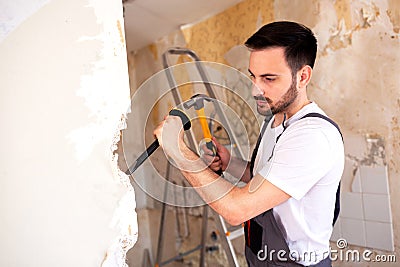In crafty hands of an experienced worker Stock Photo