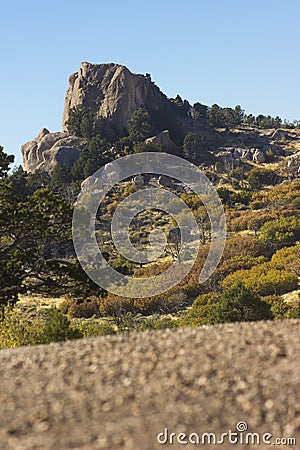 Crag and road Stock Photo