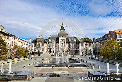 Craiova city center, Romania. Administrative Palace. Editorial Stock Photo