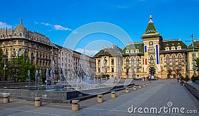 Photography of the Craiova city hall and the square in front of the building Editorial Stock Photo