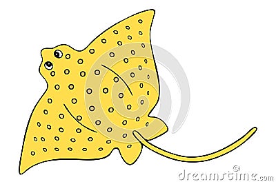 Cramp-fish. Marine cartilaginous fish with a long tail and wings. Vector illustration. Vector Illustration