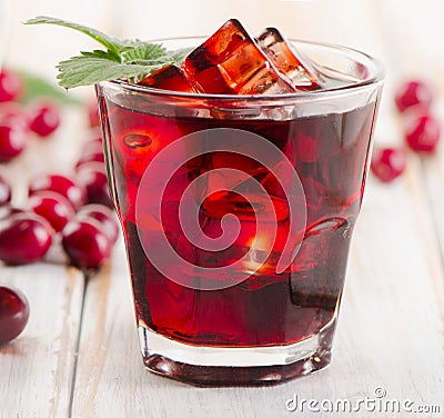 Cranberry cocktail with mint Stock Photo