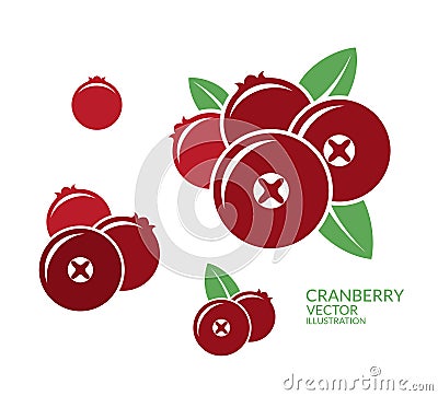 Cranberry. Icon set Vector Illustration