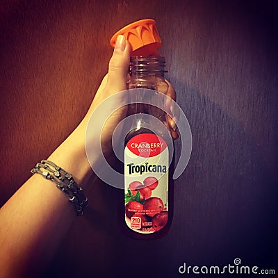 Cranberry Juice Cocktail Tropicana Hand Modeling Editorial Stock Photo
