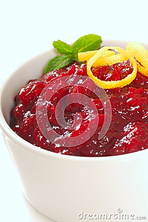 Cranberry sauce with lemon zest Stock Photo