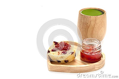 Cranberry scone anf cranberry jam on white background Stock Photo