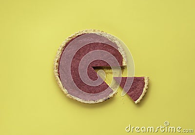 Cranberry tart and one slice. Just one piece of pie. Homemade Stock Photo