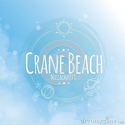 crane beach label. Vector illustration decorative design Cartoon Illustration