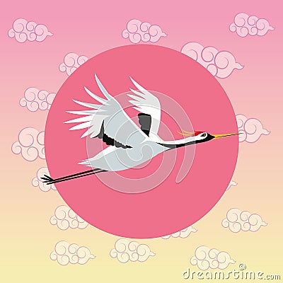 Crane bird japan culture design Vector Illustration