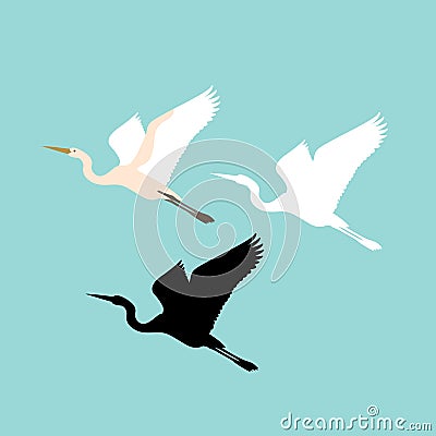 Crane bird vector illustration style Flat silhouette Vector Illustration