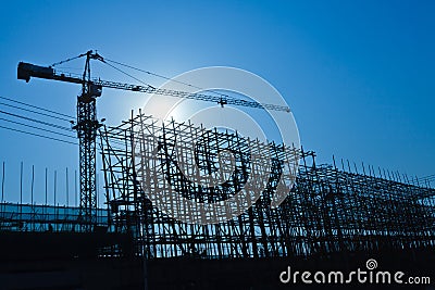 Crane and Building Construction Site Stock Photo