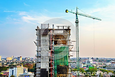 Crane and Building Construction Stock Photo