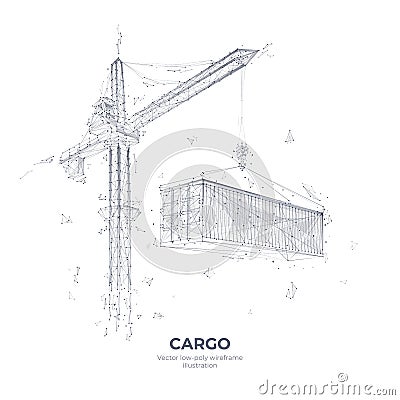 Abstract illustration of crane and cargo container Vector Illustration