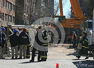 Crane collapse flatten a 4 story building Editorial Stock Photo