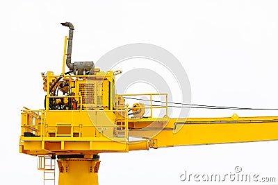 Crane construction on Oil and Rig platform for support heavy cargo, Transfer cargo or basket on work site, Heavy industry Stock Photo