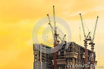 Crane construction site Editorial Stock Photo