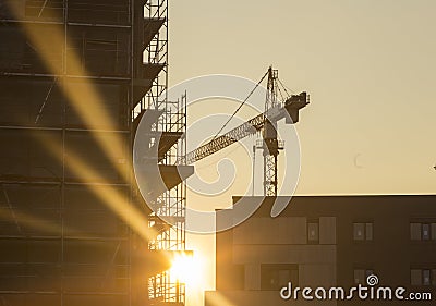Crane on construction site Stock Photo