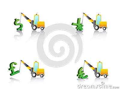 Crane hang with money signs Vector Illustration