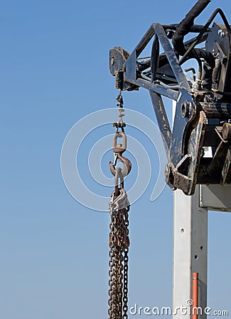 Crane hook and chains Stock Photo