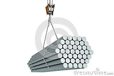 Crane hook with steel round bars Stock Photo