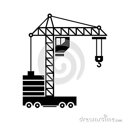 Crane Icon. Silhouette on White Background. Vector Vector Illustration