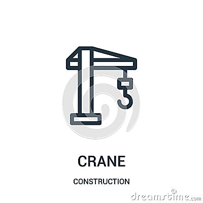 crane icon vector from construction collection. Thin line crane outline icon vector illustration Vector Illustration