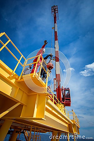 Crane inspector, crane inspector on the job inspec crane operati Editorial Stock Photo