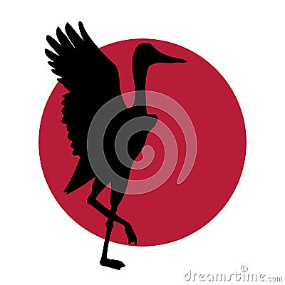 Crane Japanese logo Vector Illustration