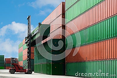 Crane lift up container box loading to container depot use for c Stock Photo
