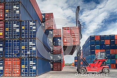 Crane lifter handling container box Stock Photo