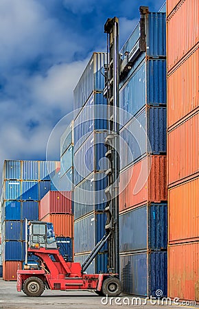 Crane lifter handling container Stock Photo