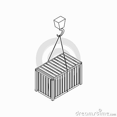 Crane lifts container icon, isometric 3d style Stock Photo