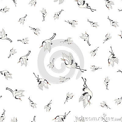 crane, pattern, birds, vector, illustration Cartoon Illustration