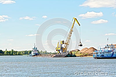 Crane river with sand Stock Photo