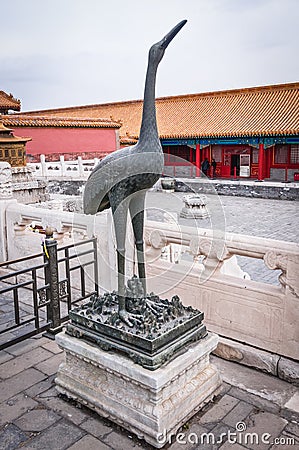 Crane statue in Forbidden City in Beijing Editorial Stock Photo