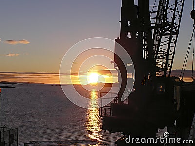 Crane at sunrise 2 Stock Photo