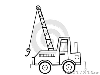 Crane tractor kids educational coloring pages Stock Photo