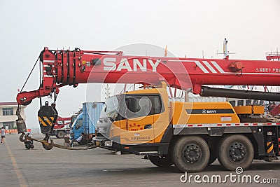 Crane truck by SANY company production Editorial Stock Photo