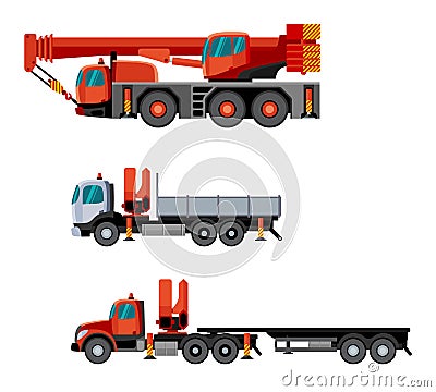 Crane truck set Vector Illustration