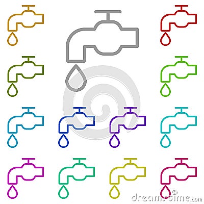 Crane, water, drop multi color icon. Simple thin line, outline of water icons for ui and ux, website or mobile application Stock Photo