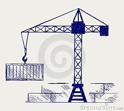 Crane working Vector Illustration