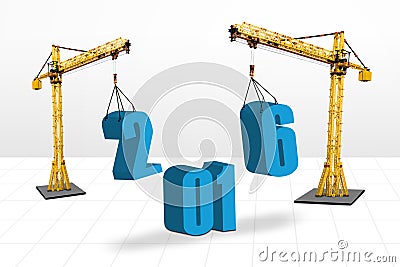 Cranes arrange numbers 2016 Stock Photo