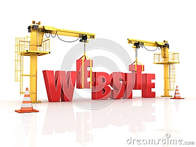 Cranes building the WEBSITE Word Stock Photo