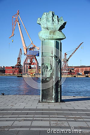 Cranes in the harbour. Gothenburg Sweden. Editorial Stock Photo