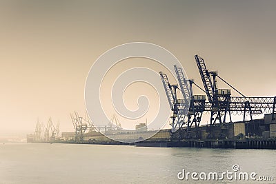 Cranes and industrial heavy machinery Stock Photo