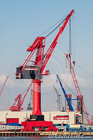 Cranes in Port of Rotterdam, Netherlands Editorial Stock Photo