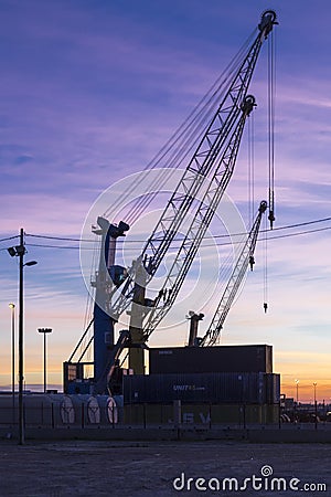 Cranes in the port of Sagunto, Valencia, Spain Stock Photo