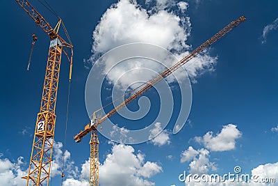 Cranes during work during loading. Stock Photo