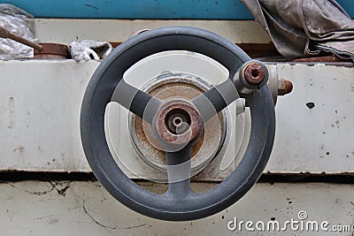 Crank Handle on the old lathe mechanism Stock Photo