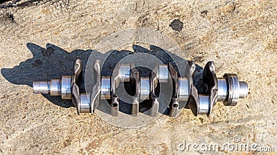 Crank shaft of a four cylinder diesel and gasoline engine Stock Photo